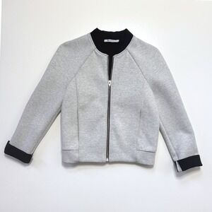 T by Alexander Wang Grey Black Zip Up Neoprene Bomber Jacket Women's Small